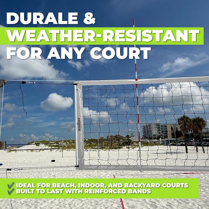 BOARDEE Volleyball Net – Heavy-Duty Outdoor Replacement Net for Beach and Indoor Volleyball or Backyard Courts – Durable and Weather-Resistant Design 10m x 1m (White) - Image 2